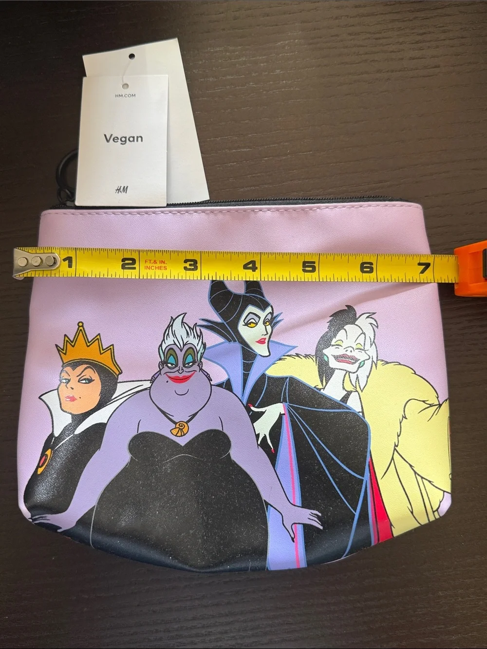 NWT Vegan H and M Disney Villains Purple Cosmetic Pouch - Icon Character Print